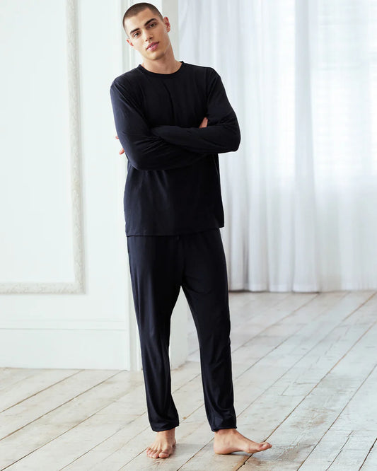 Ensemble Pyjama Long Pour Homme – à Ras Du Cou En Modal – Chelsea Peers – Navy
